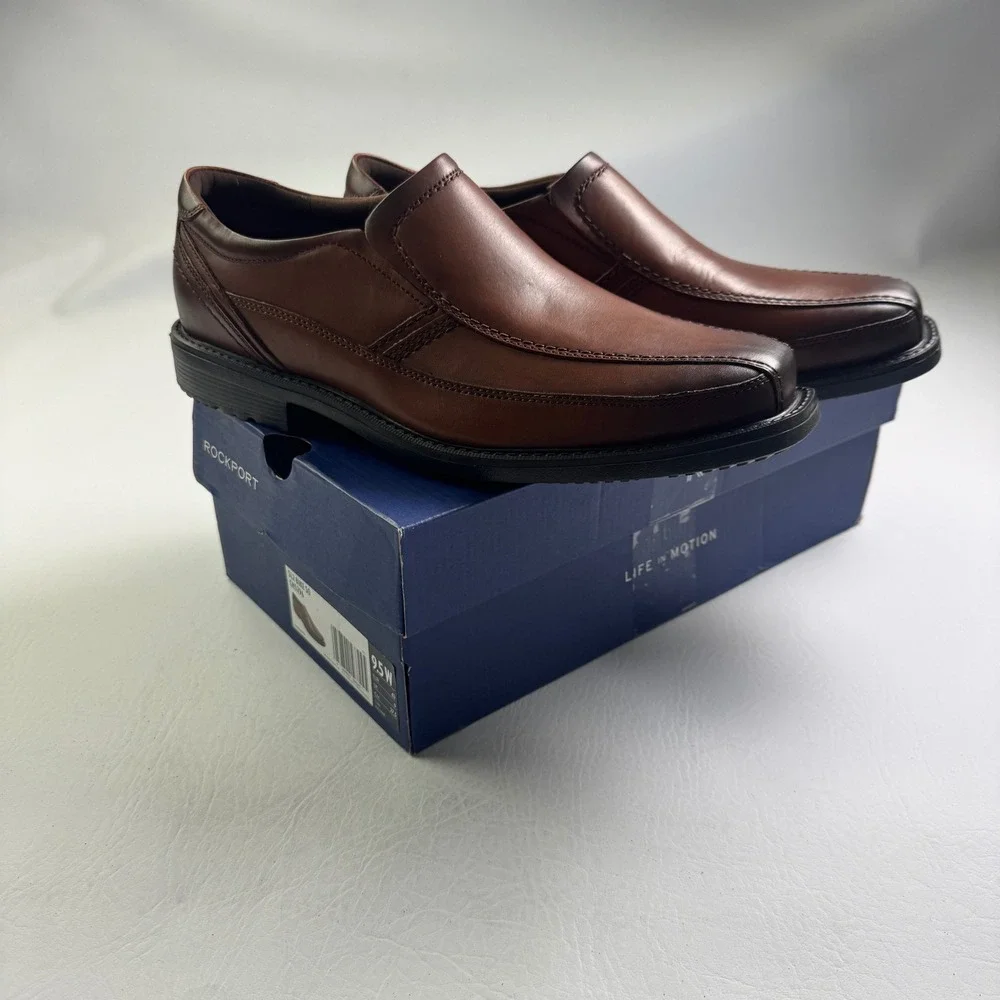 Rockport SL2 Bike SO Men Tan Havane Leather Slip On Loafer Shoes CH5296 9.5W